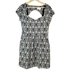 Deletta Anthropologie Womens Dress Black Cream Medium Cutout Scoop Zip Caledonia